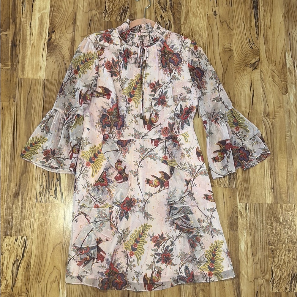 Ted Baker Floral Ruffle Dress Size 6 - Picture 3 of 8